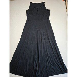Talbots Womens Sleeveless Long Black Maxi Sun Dress Size L Cotton Blend